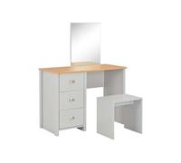 Coiffeuse avec Miroir et Tabouret, Table Cosmétique avec Tiroirs, Meuble de Maquillage Chambre à Coucher Intérieur Maison, Gris 283744