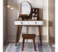 Coiffeuse avec Miroir et tiroirs, Coiffeuse avec Tabouret, Meuble de Maison, Coiffeuse de Chambre à Coucher, Ensemble de tabourets, pour Chambre à Coucher, Fille et Femme (Couleur : Blanc c