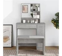 vidaXL Coiffeuse avec miroir Gris béton 86,5x35x136 cm 802961