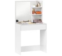 HOMCOM Coiffeuse avec Miroir, Table de Maquillage avec tiroir et étagères, pour Chambre à Coucher, 75l x 40P x 137H cm, Blanc