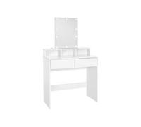 Coiffeuse avec miroir LED + tiroirs et tabouret de maquillage blanc ML-DESIGN