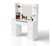 Coiffeuse avec miroir Malia Blanc