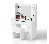 Coiffeuse avec miroir Malia Blanc
