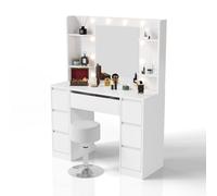 Coiffeuse avec miroir Malia Blanc