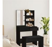 Vidaxl Coiffeuse Avec Miroir Noir 74,5x40x141 Cm Multicolore