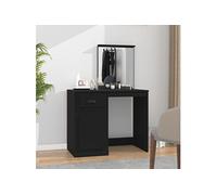 Coiffeuse avec miroir noir 90x50x132,5 cm bois d'ingénierie816761