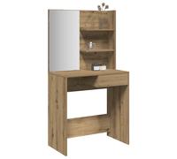 vidaXL Table de maquillage en chêne noir avec miroir 74,5 x 40 x 141 cm