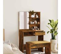 vidaXL Table de maquillage en chêne noir avec miroir 74,5 x 40 x 141 cm