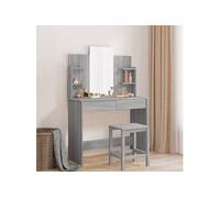 Vidaxl Coiffeuse Avec Miroir Sonoma Gris 96x39x142 Cm Gris