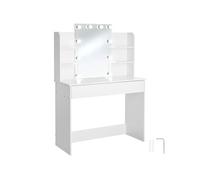 Coiffeuse avec miroir style hollywoodien blanc