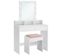 Coiffeuse Avec Miroir Tiroir Et Tabouret Blanc Blanc