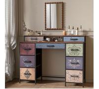 Coiffeuse avec Rangement 8 Tiroirs, Coiffeuse vintage rangement, Table de Maquillage Vintage Bois Style Industriel pour Chambre