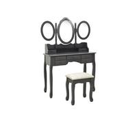 Vidaxl Coiffeuse Avec Tabouret Et Miroir Pliable En 3 Gris Gris
