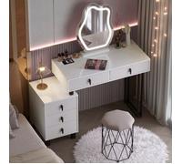 Coiffeuse avec Tabouret - Miroir LED réglable Nuage - WOLTU Table de Maquillage Moderne - Noir+Blanc