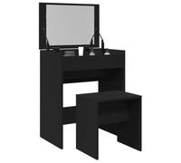 Coiffeuse avec Tabouret Noir, Design Pratique avec 1 Compartiment, Coiffeuse Enfant Fille Vanity Desk Bureau Coiffeuse avec Rangement, pour Chambre/Dressing, Noir, 60x40x113.5cm + 40x30x41.5cm