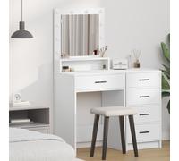 Coiffeuse avec tiroir avec étagère Bois d'ingénierie Table de Toilette vidaXL vi