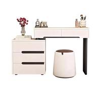 Coiffeuse avec tiroir de Rangement et Tabouret, Grand Plateau, Table réglable, pouvant Servir de Table de Chevet, idéale for Les Chambres et Les dressings, Style Moderne,Blanc(80)