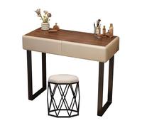 Coiffeuse avec tiroir de Rangement, Tabouret, Grand Plateau, Bureau, Table de Chevet, Finition Noyer, métal, Style Moderne, Coiffeuse for Chambre à Coucher(Khaki,70)