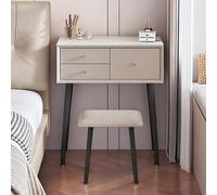 Coiffeuse avec tiroir de Rangement, Tabouret, Grand Plateau, Table de Chevet, Bureau, Bois, Style Moderne, Trois Couleurs, for Femmes et Filles, Chambre ou dortoir(Khaki,50)