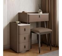 Coiffeuse avec tiroir de Rangement, Tabouret rembourré, Bureau, Table de Chevet, Bois, métal, Style Moderne, Plusieurs Couleurs Disponibles, Ensemble Coiffeuse for Chambre(Brown)