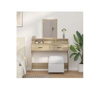 vidaXL Table de toilette Chêne Sonoma 100 x 41 x 140 cm – tiroir, USB intégré, design rectangulaire