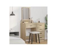 vidaXL Coiffeuse Chêne Sonoma 50x41x140 cm – 1 tiroir, miroir inclus – contemporain