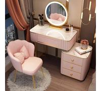 Coiffeuse avec tiroirs, miroir et lumières, 3 modes d'éclairage LED, meuble de maquillage avec tiroirs de rangement et tabouret, petite coiffeuse pour chambre à coucher