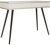 Coiffeuse avec tiroirs Rodi - Table console 100 cm, accessoires dorés avec pieds - Blanc + Noir
