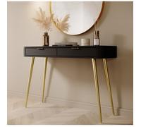 Coiffeuse avec tiroirs - SELSEY - Oval - Style Scandinave Moderne - 112 cm - Noir