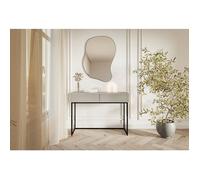 Coiffeuse avec tiroirs - VELDIO - 110 cm - grėge - avec pieds noirs