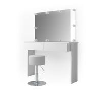 Coiffeuse Azur, 120 cm avec éclairage LED et tabouret, Blanc, Vicco