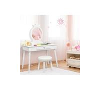 coiffeuse blanc avec tiroir et tabouret, table de maquillage au style princesse européenne pour filles