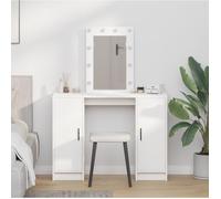 vidaXL Coiffeuse blanche avec éclairage LED 102x33x135 cm