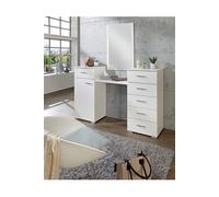 Coiffeuse blanche en panneaux de particules, 1 porte et 6 tiroirs - Dim : 165 x192 x 41cm - -