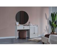 Coiffeuse blanche Miroir rond élégant Table de maquillage 2pcs JVmoebel