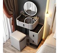 Coiffeuse blanche moderne avec luminosité réglable, tiroirs miroir - Coiffeuse idéale pour chambre à coucher ou dressing, parfaite pour les filles et les femmes (gris clair, 50 cm)