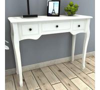 vidaXL Table de console et coiffeuse avec 3 tiroirs Blanc