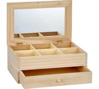 Coiffeuse - Boîte à bijoux - Bois - A personnaliser - Avec miroir - 26x17,5x11,5