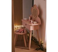 Coiffeuse cannage + accessoires en bois FSC® rose TU