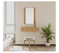 Coiffeuse cannelé avec Miroir et Tiroir | Coiffeuse Suspendu pour Chambre à coucher | Finition en couleur Chêne Alba | Modèle Velia