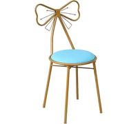 Coiffeuse Chaise De Maquillage Ménage Or Fer Art Chaise De Salle à Manger PU Cuir Fauteuil De Loisirs Ms Dressing Chair Manucure Tabouret Décoration Meubles, Bluepuleather