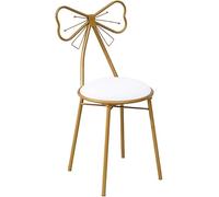Coiffeuse Chaise De Maquillage Ménage Or Fer Art Chaise De Salle à Manger PU Cuir Fauteuil De Loisirs Ms Dressing Chair Manucure Tabouret Décoration Meubles, Whitepuleather