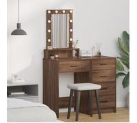 Coiffeuse - Chêne brun - 50x41x140 cm - 1 tiroir - Lumières LED intégrées