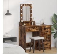 Coiffeuse - Chêne fumé - 50x41x140 cm - 1 tiroir - Lumières LED tactiles