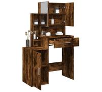 vidaXL Coiffeuse - Chêne fumé - 80x35x132 cm - 1 tiroir - Miroir inclus