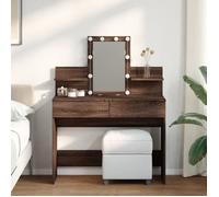 vidaXL Coiffeuse – Chêne marron – 100x40x130 cm – 2 tiroirs – Miroir avec LED
