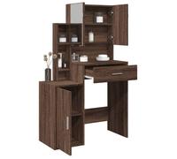 Coiffeuse - Chêne marron - 80x35x132 cm - 1 tiroir - Miroir inclus