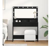 Coiffeuse - Chêne Noir - 100x41x135 cm - 2 tiroirs - Miroir et lumières LED incluses