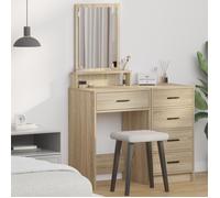 Coiffeuse - Chêne Sonoma - 50x41x140 cm - 1 tiroir - Miroir inclus - Style contemporain