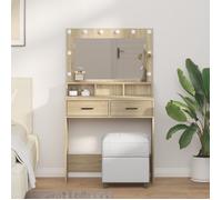 vidaXL Coiffeuse Chêne Sonoma 79x41x135 cm - 2 tiroirs - Éclairage LED intégré